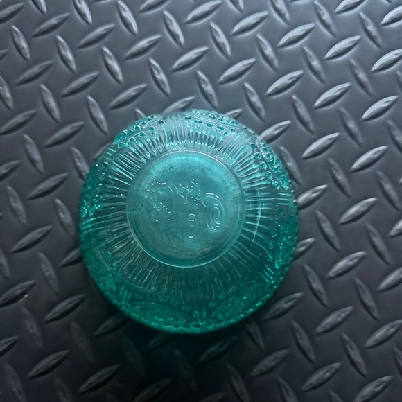 Vintage Pioneer Woman Turquoise Glass Teal Fruit Dessert Prep Bowl Adeline 13oz - Picture 3 of 7